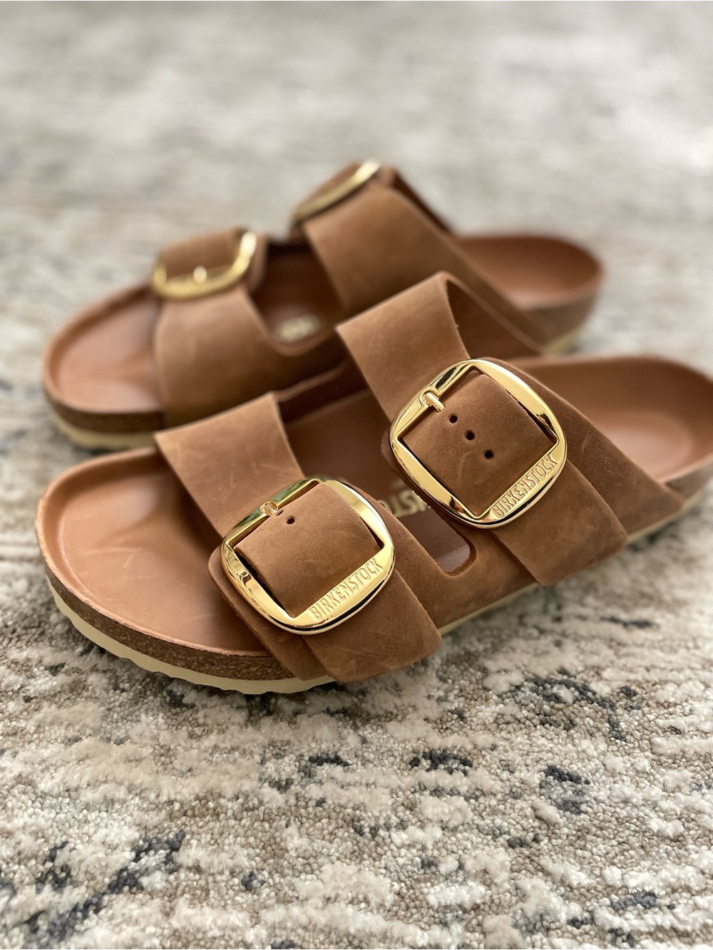 Birkenstock Arizona Big Buckle Cognac Leather Slide Sandal Regular Width 41 - Picture 2 of 8